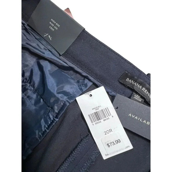 Banana Republic Wide Leg Crop Navy Dress Pants 20 High Rise Stretch Tailored - Picture 7 of 8